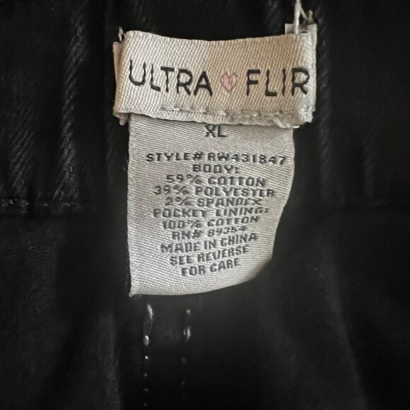 Ultra Flirt Carpenter Jeans Womens XL Black Contrasting Stitch Wide Leg Elastic - Picture 10 of 13